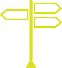 Wooden direction sign, Yellow Color Directional Signpost Icon Vector, Navigation Arrow Guide Symbol Design