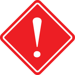 Exclamation mark warning sign, Square Safety Warning Sign Design Template, Red and White Caution Symbol Vector Illustration