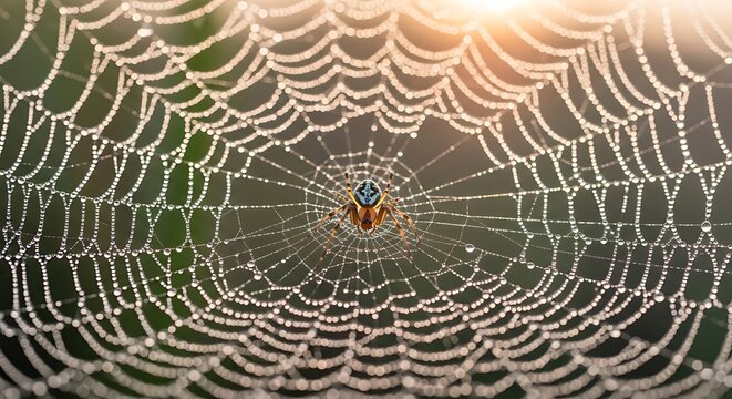 spider web with dew drops