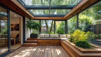 modern sunroom with beautiful architectural structure and amazing interior designs