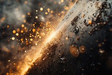 Angle grinder blade slicing metal with flying sparks