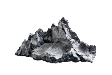 Isolated rocky mountain peak against a transparent background
