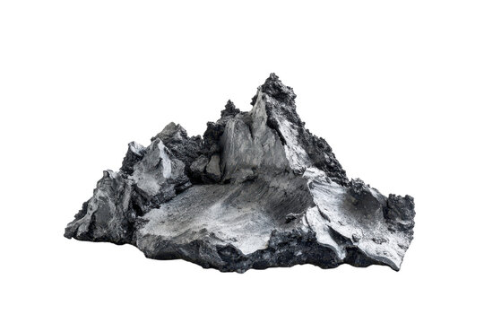 Isolated rocky mountain peak against a transparent background