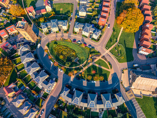 Aerial drone view of the Cane Hill area in Coulsdon, UK