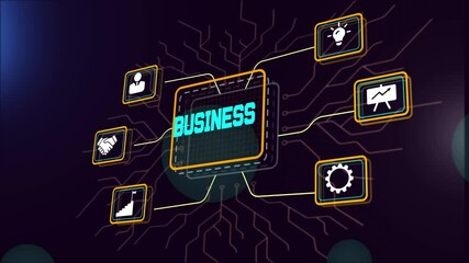 Digital business process and development, showing core elements of planning, teamwork, innovation, and strategic implementation. - Powered by Adobe