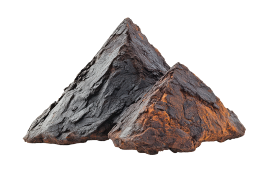 Two rocky peaks against a transparent background isolated shot