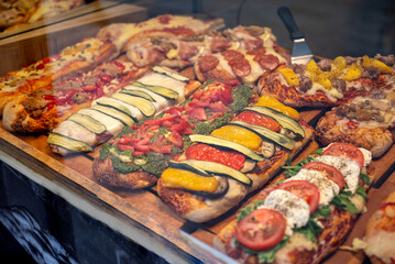  Italian pizza in a window display 