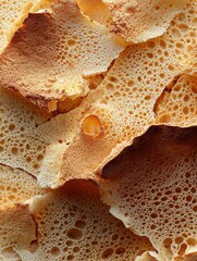 Close-up of a pile of small, irregularly shaped pieces of bread. the bread appears to be freshly baked and has a golden-brown color.