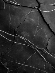 Black and white close-up of a cracked surface. the cracks are deep and wide, with some areas appearing to be jagged and uneven.