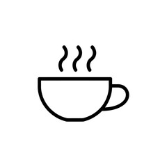 Vector art of simple line art illustration of a steaming cup of coffee