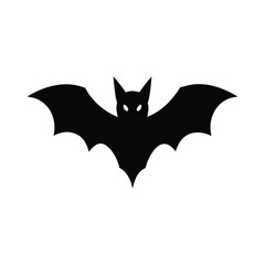 Silhouette of a bat with glowing eyes on a white background