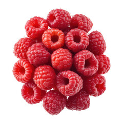 Pile of fresh vibrant red raspberries against a Transparent Background black background raspberry