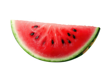 A slice of watermelon with seeds on a transparent background