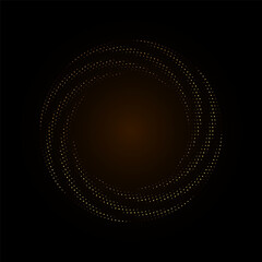 Gold Halftone round frame. Golden luxury Halftone twisted circle
