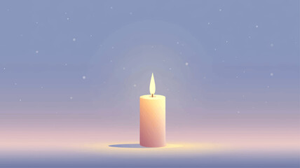 Minimal glowing candle under spotlight symbolizing peace, reflection, and new beginnings — elegant New Year celebration background illustration.