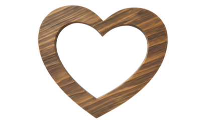 Wooden heart shape on white background