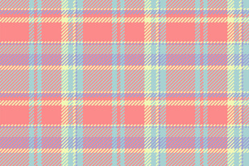 Content textile fabric tartan, britain seamless pattern background. Handsome vector plaid texture check in light and tulip colors.