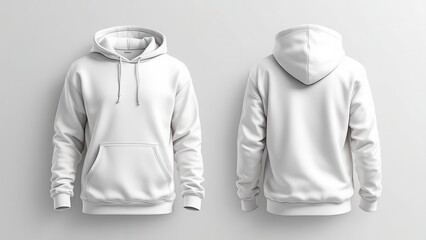 Blank white hoodies front and back mockup for design presentation apparel