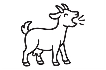 Joyful bleating goat line art representation silhouette a white background