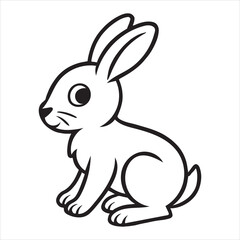 Fototapeta premium Cute bunny rabbit outline for coloring silhouette a white background