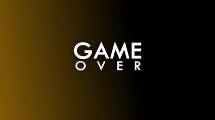gradient orange screen with the glitchy words game over in white. Suitable for video games, mobile apps, technology presentations, and digital designs. 4K Video - Powered by Adobe
