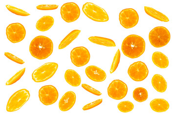 Orange half cut slice on white background