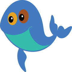 Playful Cartoon Whale Illustration with Bright Colors and a Friendly Smile Underwater Animal Character Design Marine Life