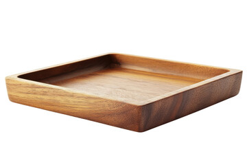A square wooden tray on a transparent background in the studio