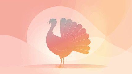Elegant turkey silhouette in warm autumn forest with golden foliage, cozy seasonal Thanksgiving celebration background illustration for festive design.