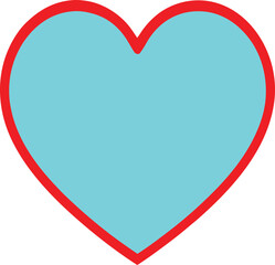 Simple Heart with Red Outline and Light Blue Fill, A Symbol of Love and Affection in Flat Design