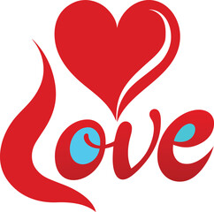 Whimsical Love Typography with a Red Heart A Playful Valentine's Day Graphic Design