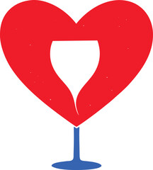 A Creative Amalgamation of Love and Libation A Unique Artistic Depiction of Romance with a Wine Glass Silhouette