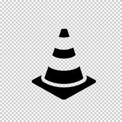 Traffic cone or road pylon flat vector icon isolated on transparent background