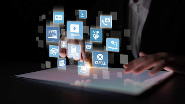 Concept of subscription services provides exclusive digital content. This model offers continuous access, enhancing subscription services with personalized experiences and benefits. Entice