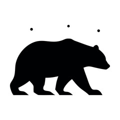 Silhouette of a Bear with Black Dots Above Symbolic Representation of Nature and Wildlife Conservation Efforts on White Background