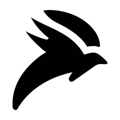 Dynamic Black Bird Silhouette Design Symbolizing Speed and Freedom with Abstract Feathers, a Striking Visual Representation of Modern Aviation