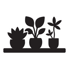Indoor Plant Shelf Silhouette – Minimal Botanical Home Decor Vector Design for Interior, Gardening, and Eco Lifestyle Projects