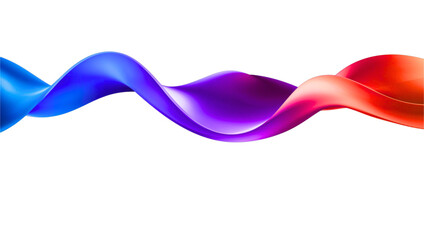 Floating Multicolor Ribbon Wave Featuring Smooth Gradient Transitions from Blue to Purple, Pink, and Red Against a White Background in a Fluid, Twisting Abstract Composition Representing Motion