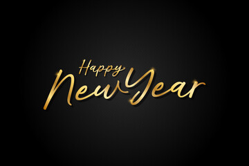 happy new year hand-drawn, handwritten lettering on black background. logo, typography, design vector illustration.