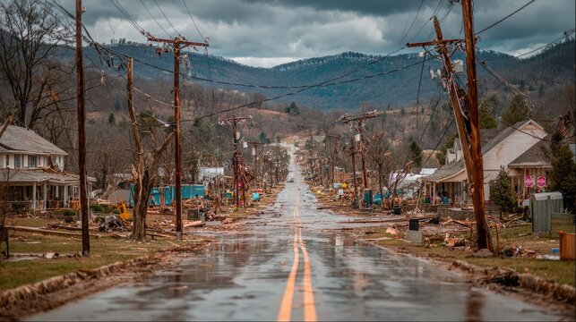 Tornado Destruction in Small Town