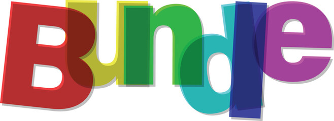 Colorful Bundle Text Illustration with Overlapping Layers and Shadow Effect for Marketing and Design Purposes