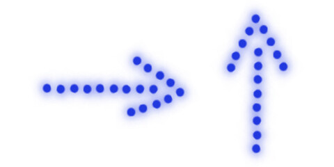 Blue Dotted Glowing Arrows Set.