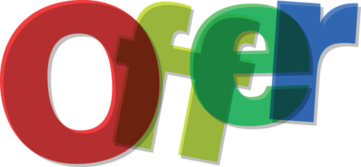 Brightly Colored Offer Graphic with Overlapping Letters and Shadow Effects for Promotional Advertising Design Projects