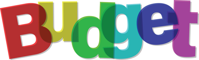 Colorful Budget Text Illustration for Financial Planning and Expense Management Success in Business