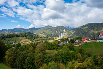 alpine rural landscape near Brasov  Magura  Transylvania  Romania