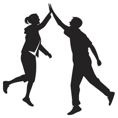 Silhouette of a man and woman giving a high five