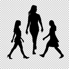 Woman walking silhouette isolated on transparent background