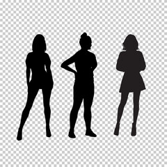Woman standing silhouette isolated on transparent background