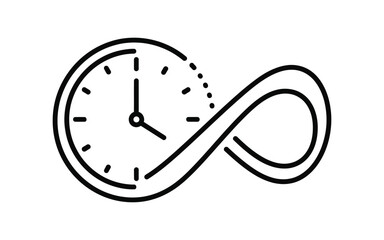 Clock with Infinity Symbol Line Icon time outline eternal endless forever deadline schedule appointment watch timer duration moment