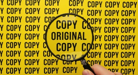 Discover the original idea amidst the copies with this powerful magnifying glass concept, ideal for business, education, and creative projects